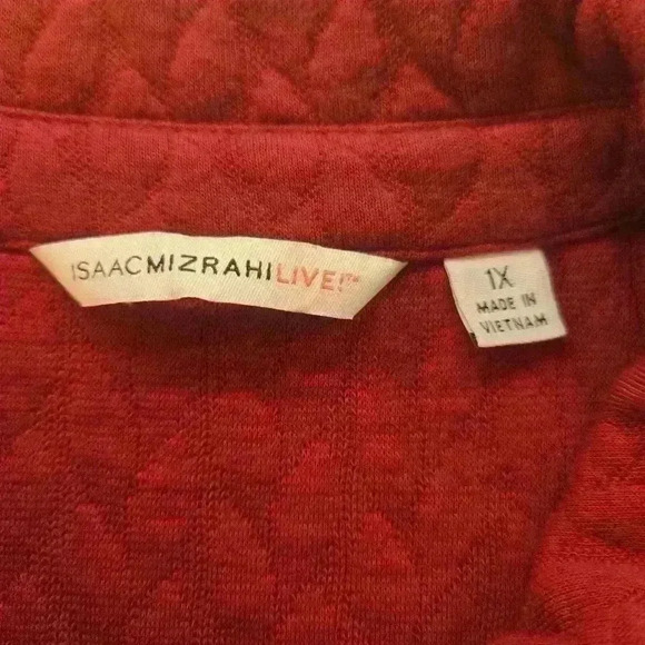 Isaac Mizrahi Live Quilted Knit Moto Jacket Raspberry Womens Size 1X - Picture 10 of 11